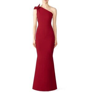 Chiara Boni Red Bow Shoulder Cutout Back Maxi Dress Gown Women's Size 44 (US 8)